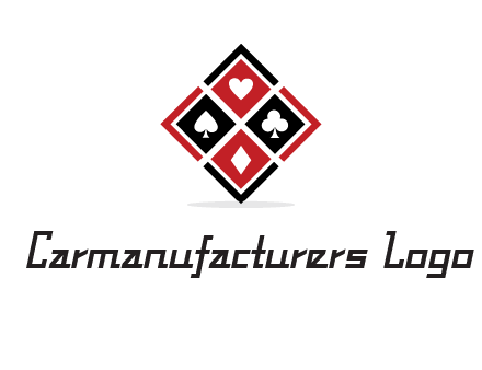 card suits in rhombus shape logo