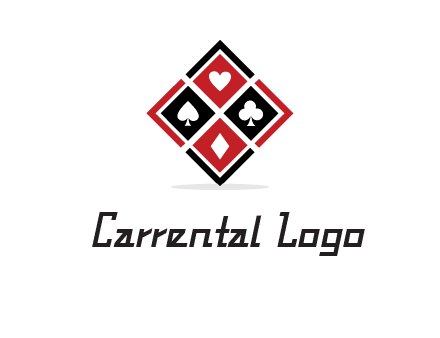 card suits in rhombus shape logo