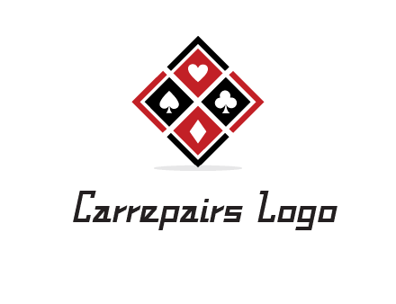 card suits in rhombus shape logo