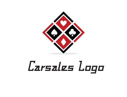 card suits in rhombus shape logo
