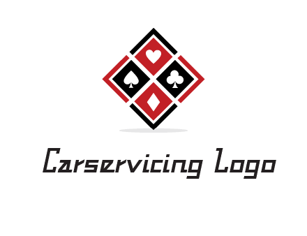 card suits in rhombus shape logo