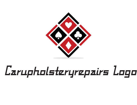 card suits in rhombus shape logo