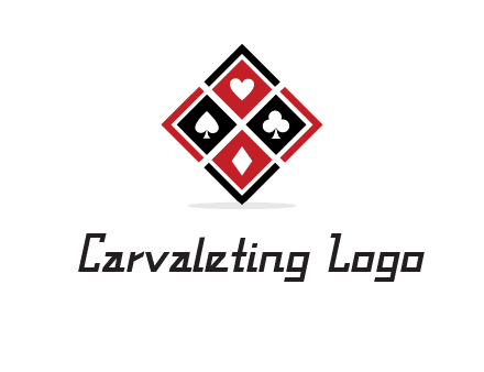 card suits in rhombus shape logo