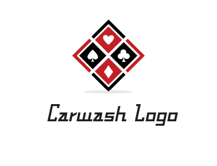 card suits in rhombus shape logo