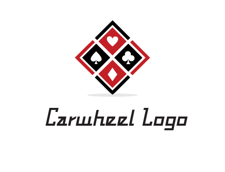 card suits in rhombus shape logo