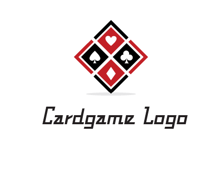 card suits in rhombus shape logo