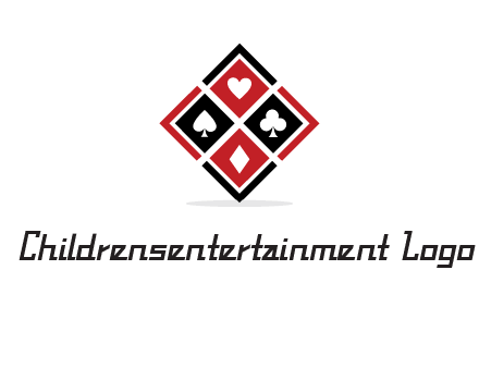card suits in rhombus shape logo