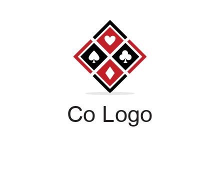 card suits in rhombus shape logo