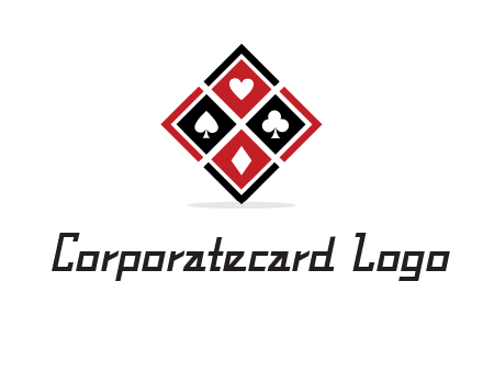 card suits in rhombus shape logo