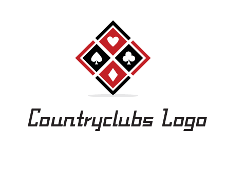 card suits in rhombus shape logo