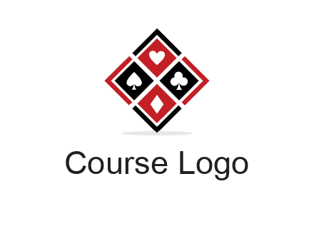 card suits in rhombus shape logo