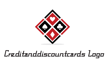 card suits in rhombus shape logo