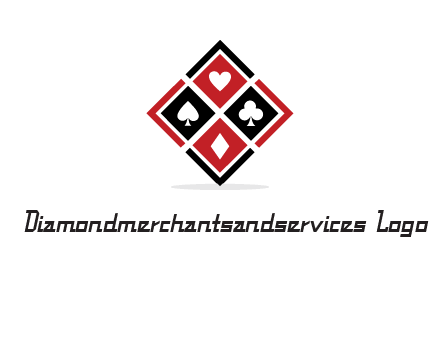 card suits in rhombus shape logo