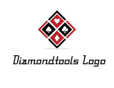 card suits in rhombus shape logo