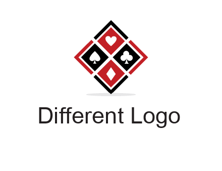 card suits in rhombus shape logo
