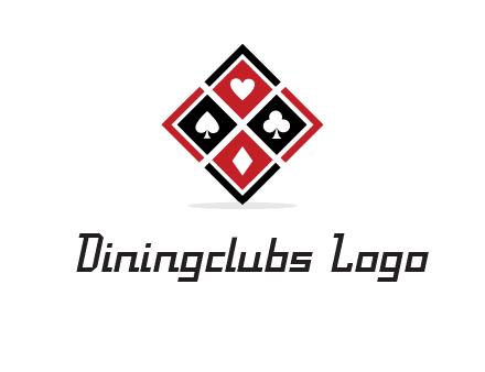 card suits in rhombus shape logo