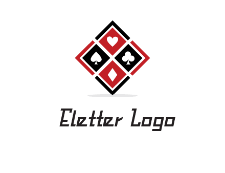 card suits in rhombus shape logo