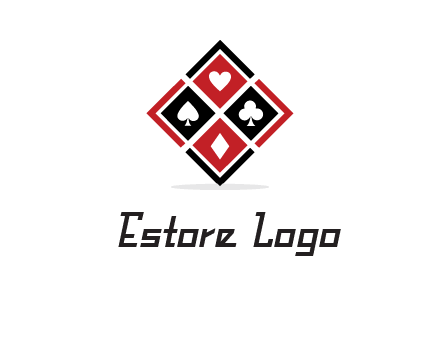 card suits in rhombus shape logo