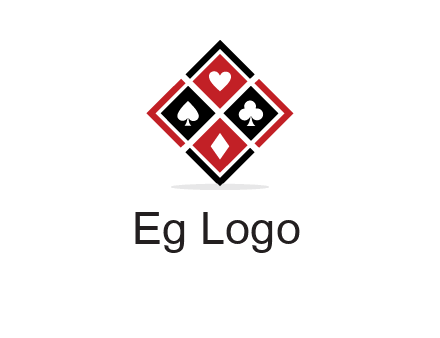 card suits in rhombus shape logo