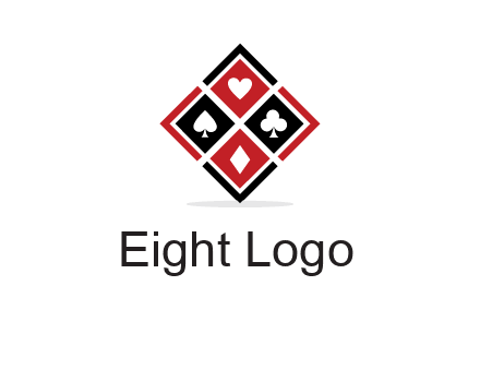 card suits in rhombus shape logo