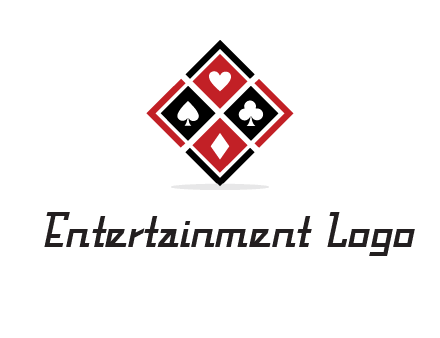card suits in rhombus shape logo