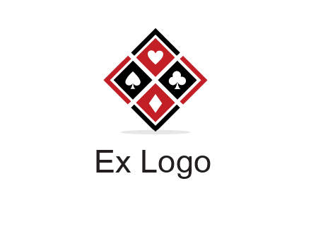 card suits in rhombus shape logo