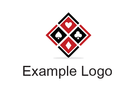card suits in rhombus shape logo