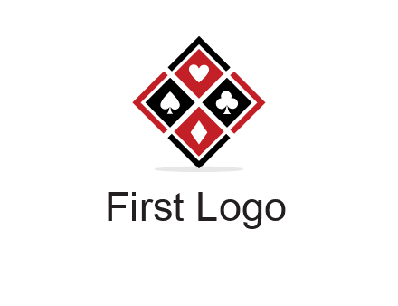 card suits in rhombus shape logo