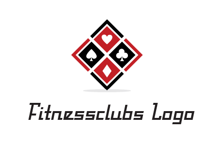 card suits in rhombus shape logo