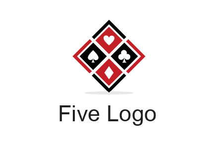 card suits in rhombus shape logo