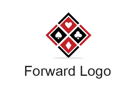 card suits in rhombus shape logo