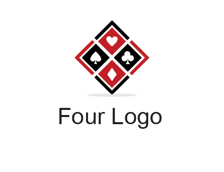 card suits in rhombus shape logo