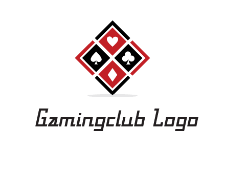 card suits in rhombus shape logo