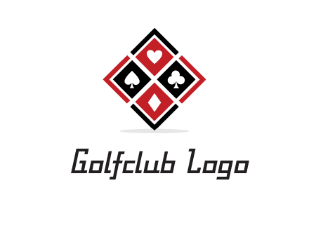 card suits in rhombus shape logo