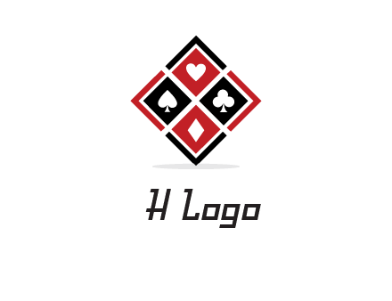 card suits in rhombus shape logo