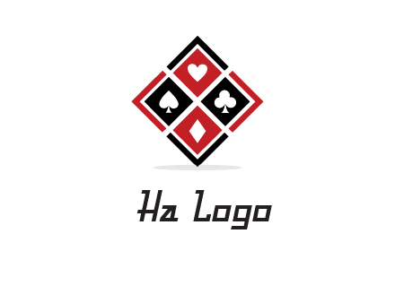 card suits in rhombus shape logo