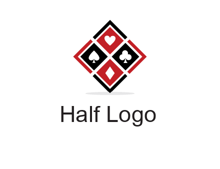 card suits in rhombus shape logo