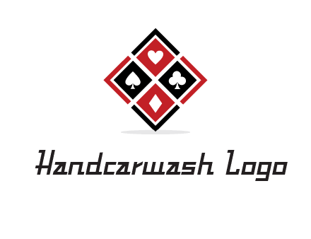 card suits in rhombus shape logo