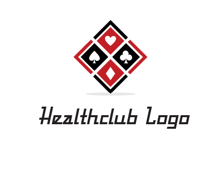 card suits in rhombus shape logo