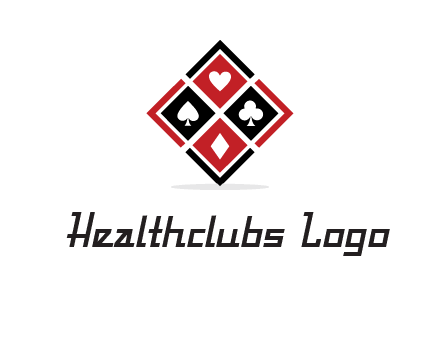 card suits in rhombus shape logo