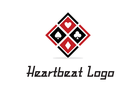 card suits in rhombus shape logo