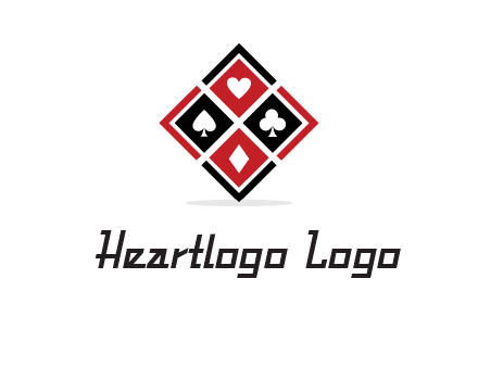 card suits in rhombus shape logo