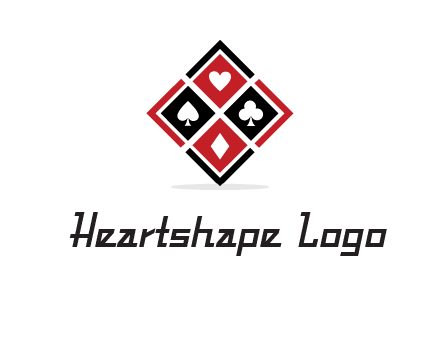 card suits in rhombus shape logo