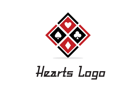 card suits in rhombus shape logo