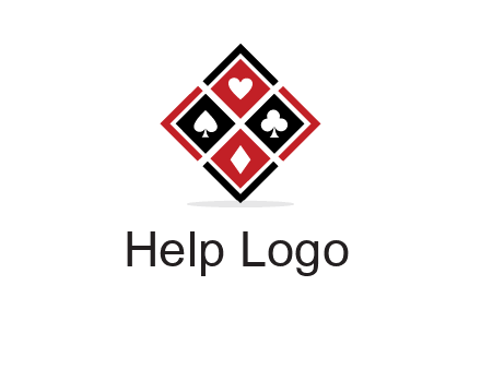 card suits in rhombus shape logo