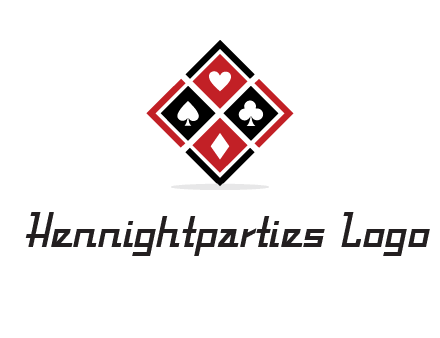 card suits in rhombus shape logo