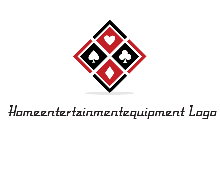 card suits in rhombus shape logo