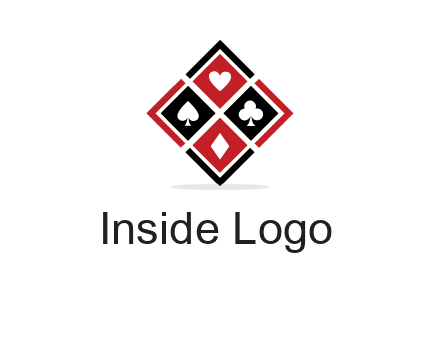 card suits in rhombus shape logo