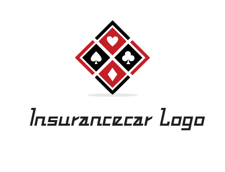 card suits in rhombus shape logo