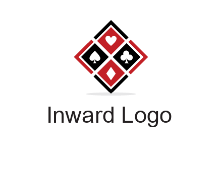 card suits in rhombus shape logo